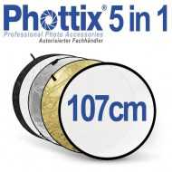 Phottix 5 in 1 Falt-Reflektoren-Set, 107cm, silber, gold, B/W diffus