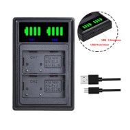 Akku Doppel Ladegerät mit USB Anschluss für Akku Nikon Typ EN-EL3